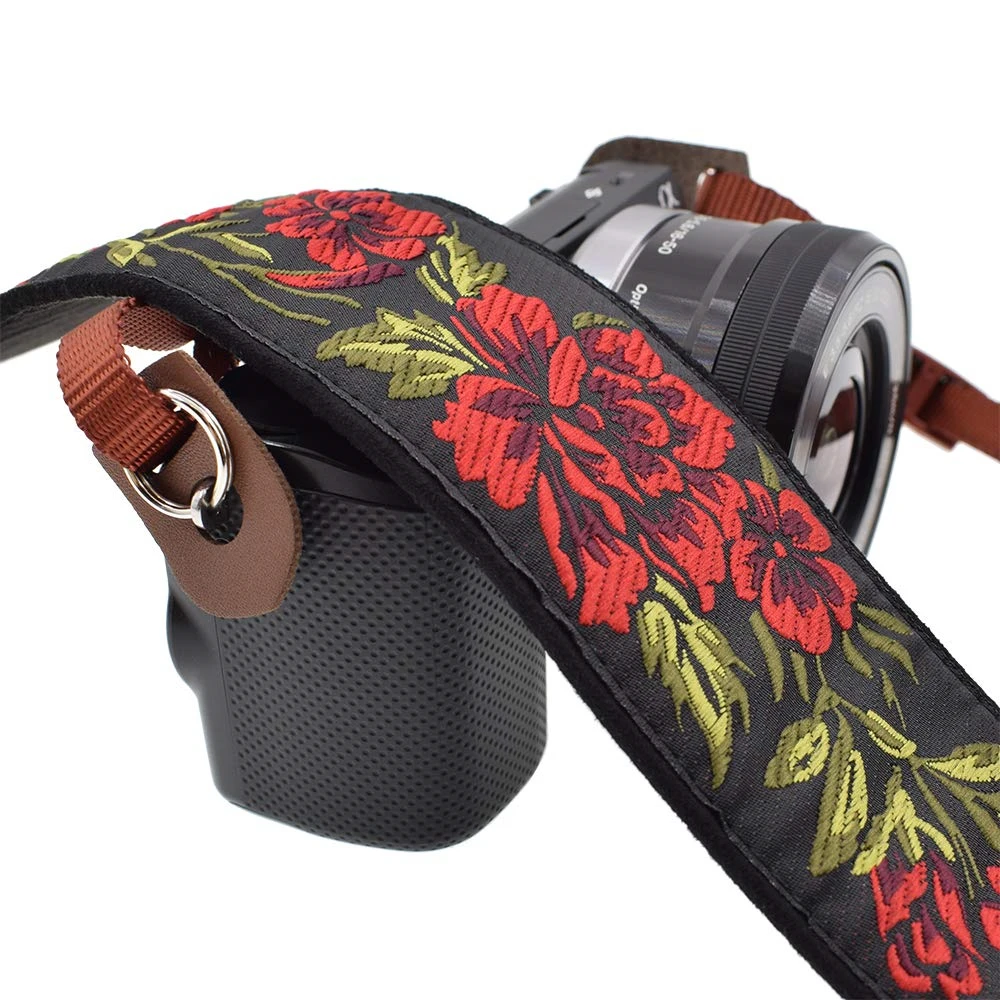 
Promotional Sale Vintage Colorful Custom Embroidered DSLR Camera Straps 