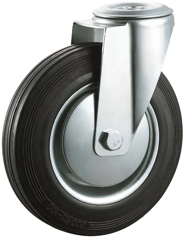 Casters Swivel Locking Wheel Castor Manufacturer Industrial Rubber Threaded Stem Type Heavy Duty Rubber 6 Inch Roller Bearing