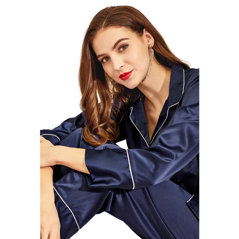 825 Satin Long Pajamas Set With Pants Satin Silk Pajamas For Women Set Plus Size Loungewear Women Sets
