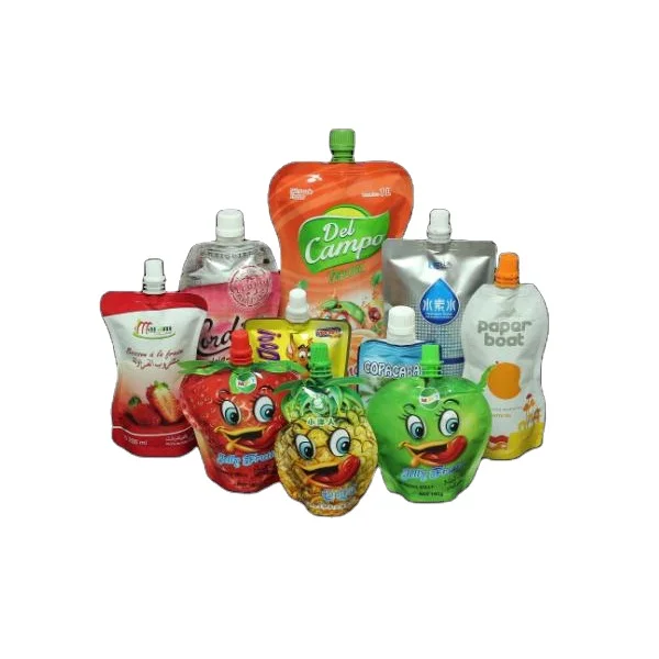 Custom laminated printing juice bag liquid packaging Stand Up Plastic Water Spout Pouch