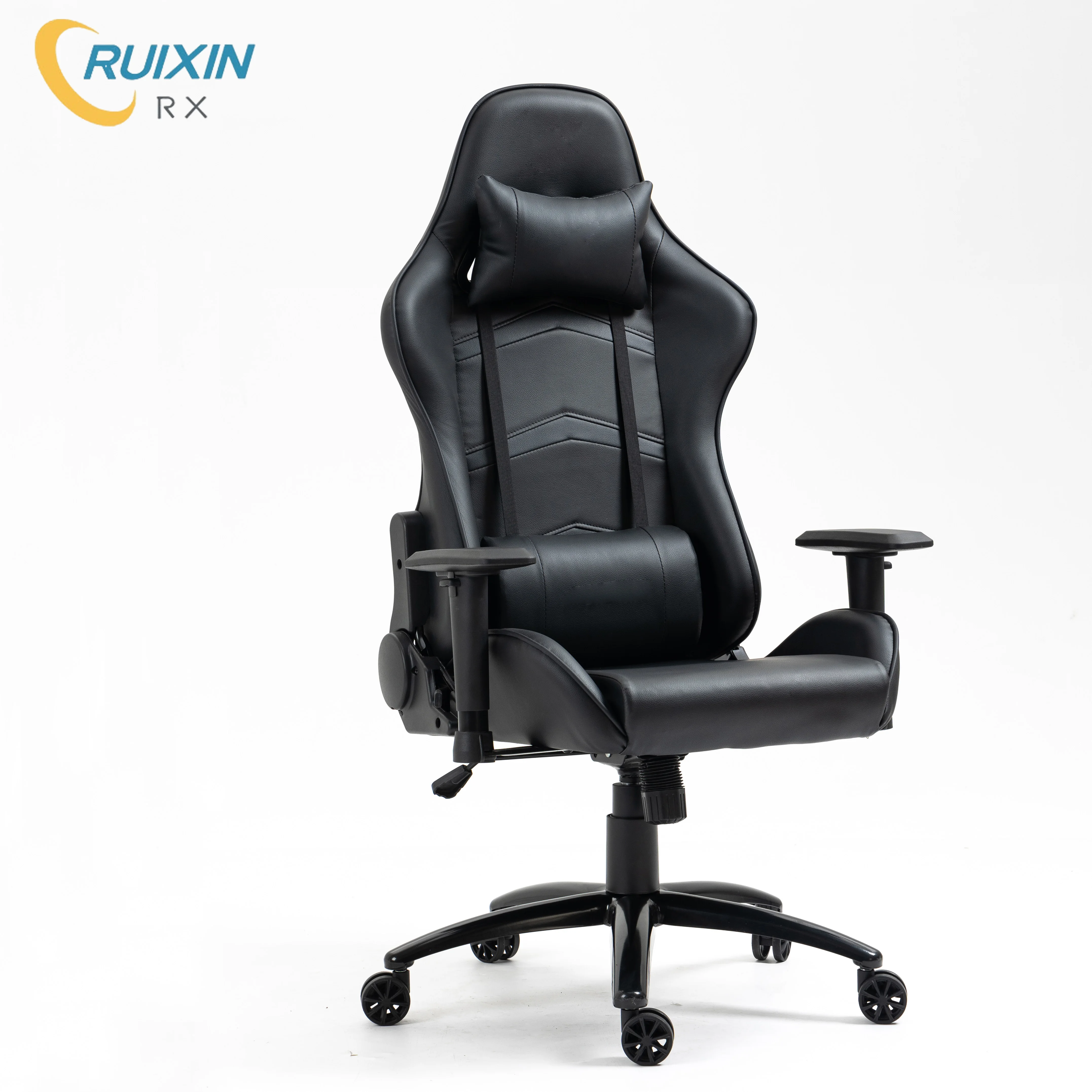 Black Folding Gaming Chair Black DesK Chair With Adjustable Armrest