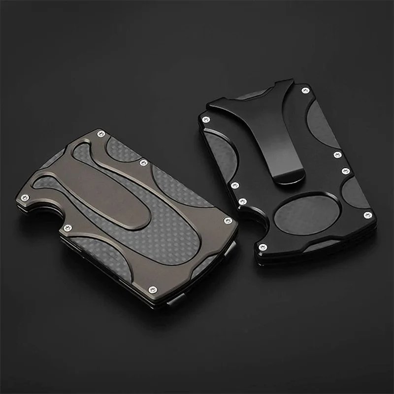 Тонкий Алюминиевый бумажник из углеродного волокна, портативный маленький бумажник для кредитных карт, Алюминиевый бумажник с блокировкой RFID, металлический бумажник