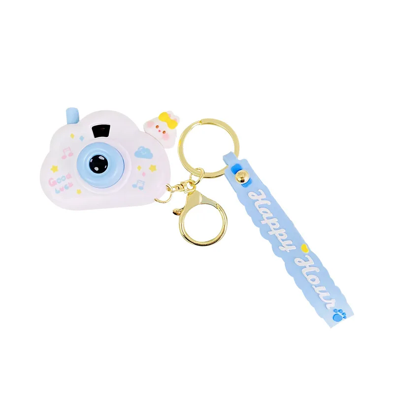Custom 3D Soft PVC Rubber Keychains Cartoon Keyrings Car Accessories Creative Camera Keychain Cloud With Silicone Strap