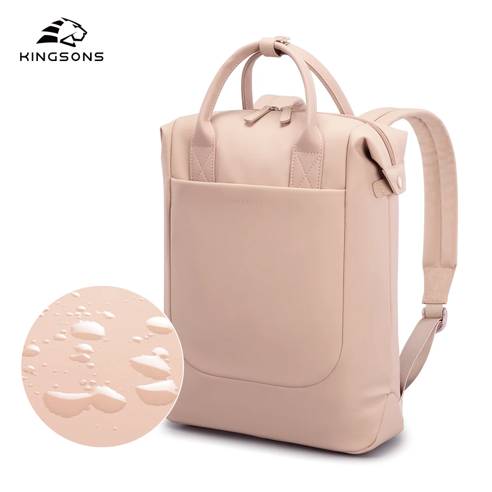 Kingsons Ladies Small laptop backpack 14 inch Girls Fashion School Waterproof backpack Travel work bag Concise casual pink