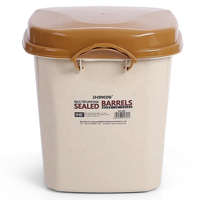 PP plastic square rice grain storage box withwheels storage bucket for kitchen