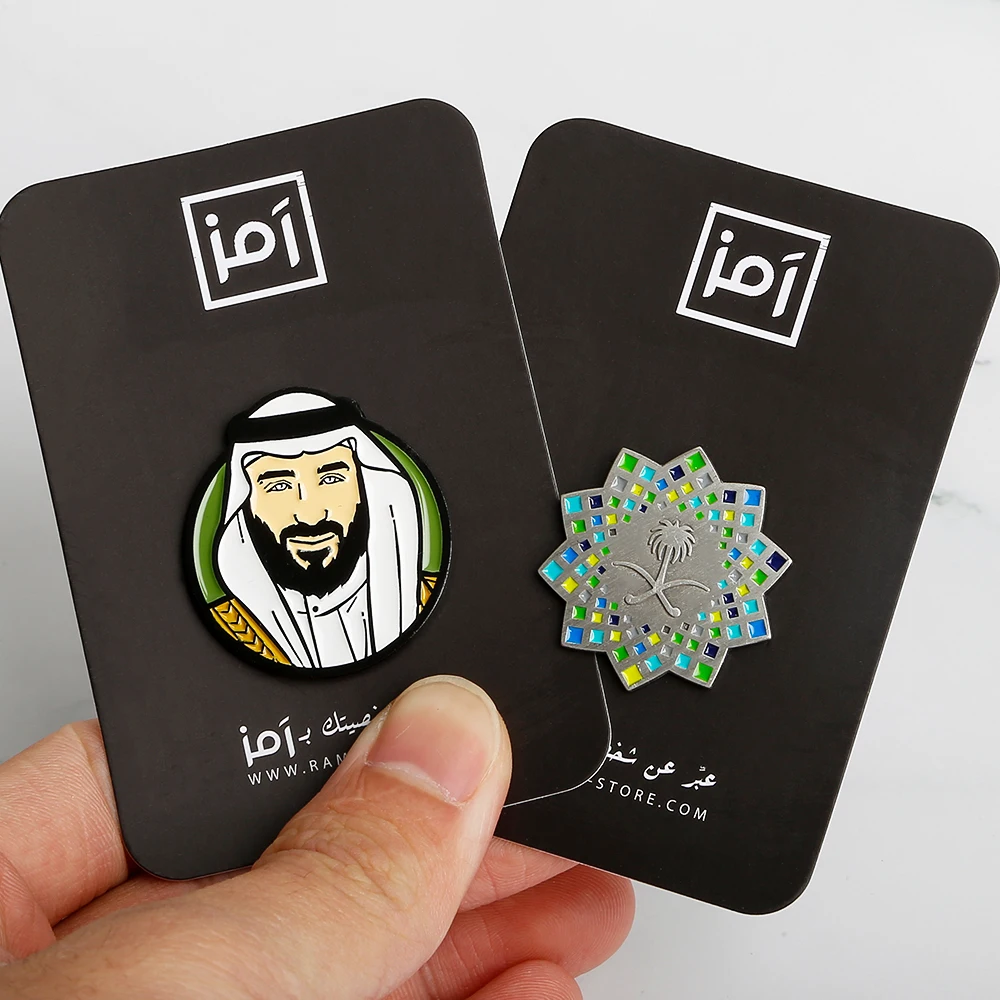 Manufacturer Custom Badge Brooch Metal Enamel Pin Gift Saudi Brooch Pin Badge Saudi Arabia Souvenir