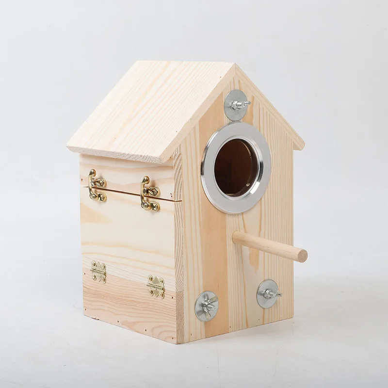 Modern Hanging Wood Birdhouse Kids Natural Wooden Bird House Outdoor