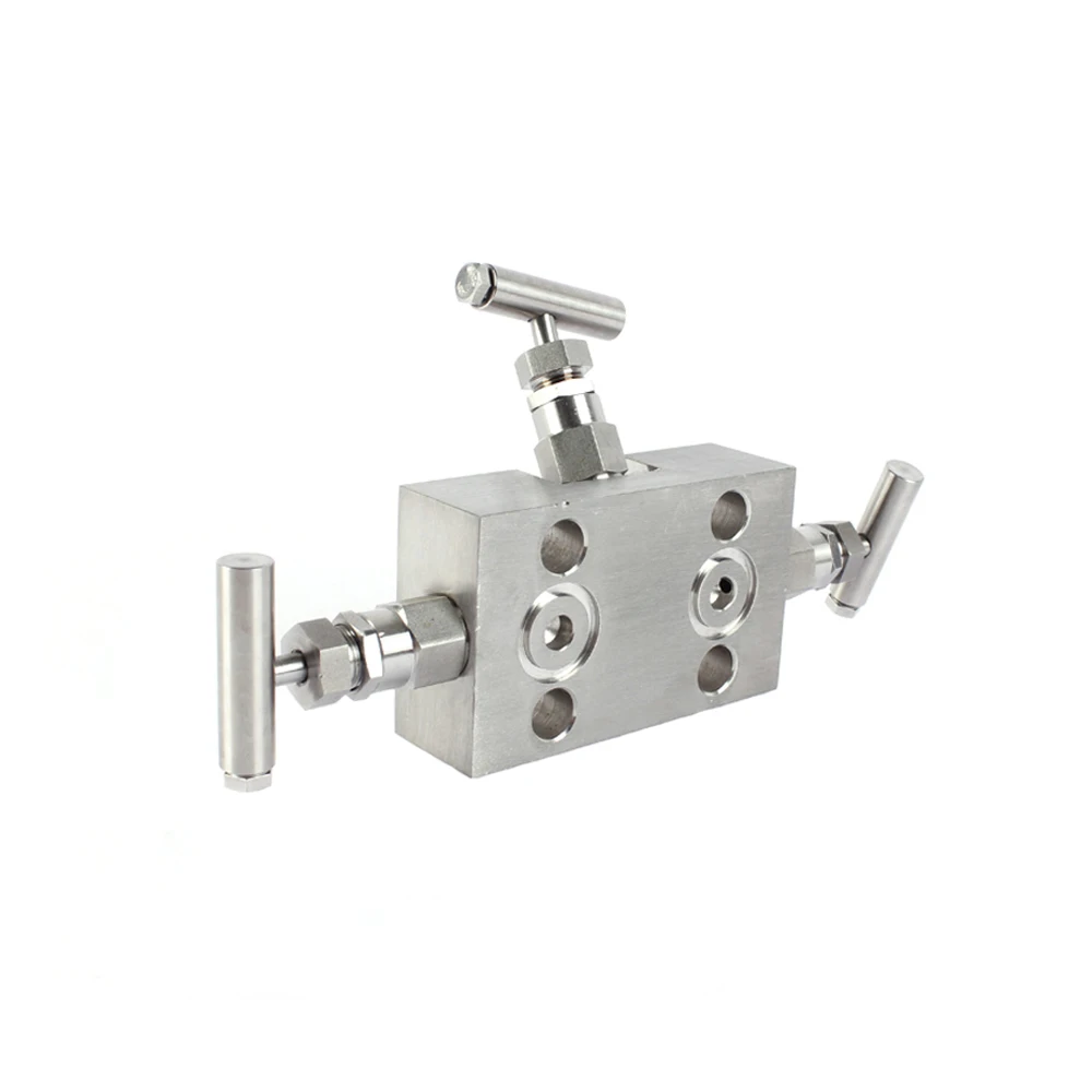 Manifold Valve Stock Stainless Steel 6000psi 1/2 Block 3 Ways Valve Vertical Manifold Valve
