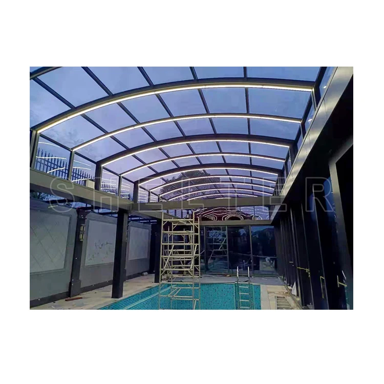 Retractable Swimming Pool Roof Automatic Swimming Pool Shelter Enclosure