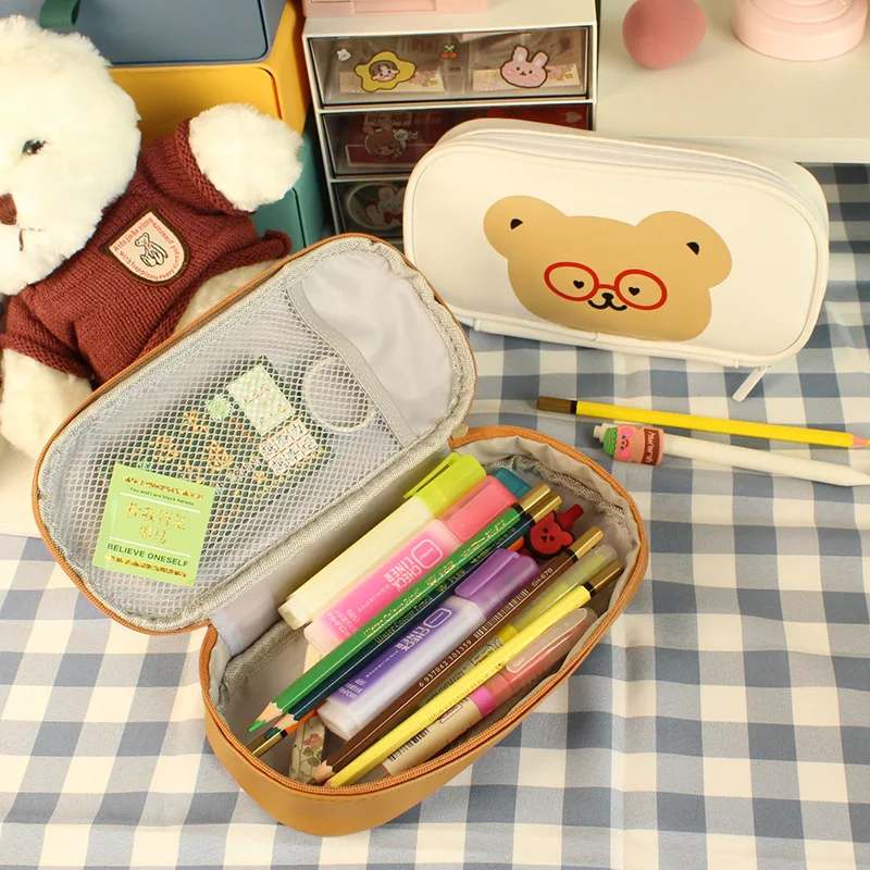 Stationery Suppliers Cartoon Kawaii Pencil Bag Pencil Cases Large Capacity High Profile Pen Case School Notebooks Wholesale 80g