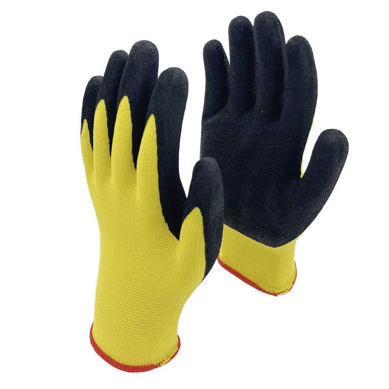 Sales flexible black latex guantes polyester grip work gloves esd overall industri work safety glove