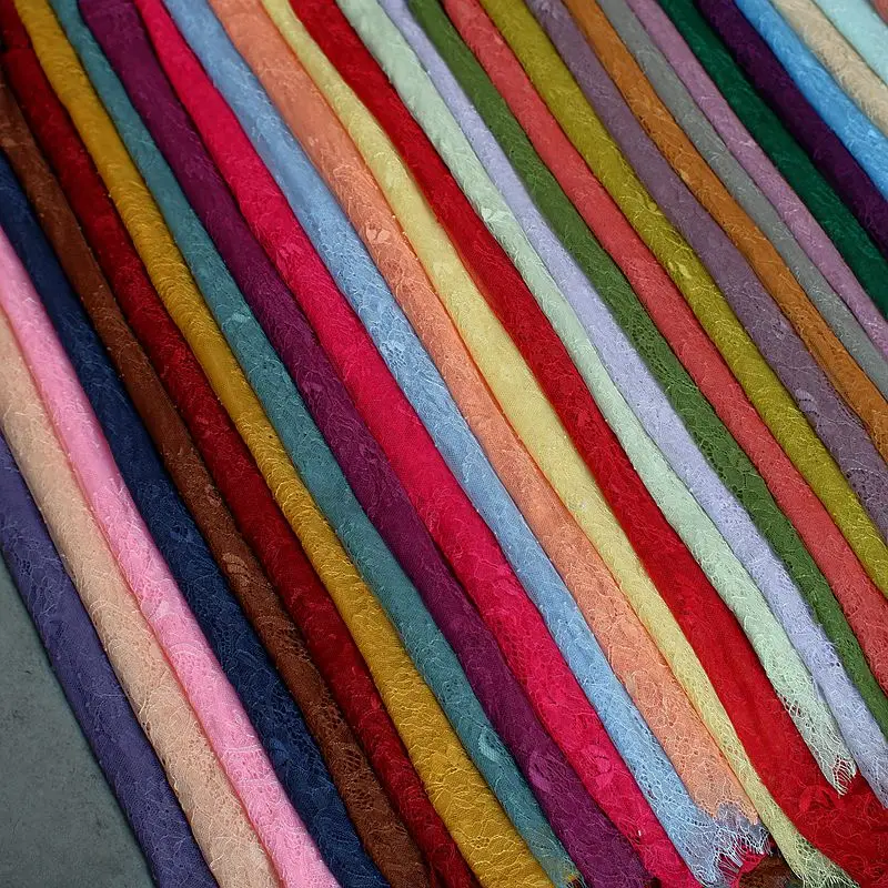 3 Meters Length Eyelash French Lace Fabric with Double Side Eyelash Edges Chantilly Lace Fabric