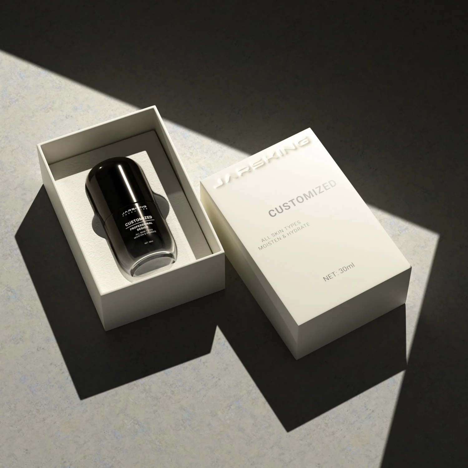 Unique Skin Care Packaging 30ml 1oz Custom Label Logo Empty Luxury Glass Skincare Hair Oil Face Serum Cream Pump Bottle With Box