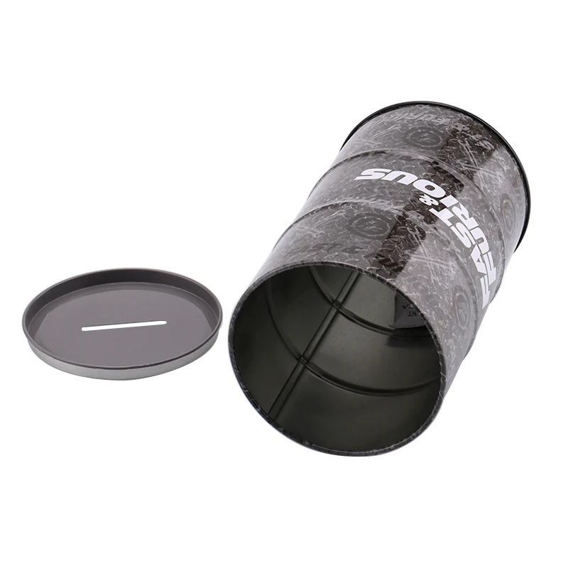 Fashionable hot sale saving tin pot Round retro fast furious coin tins