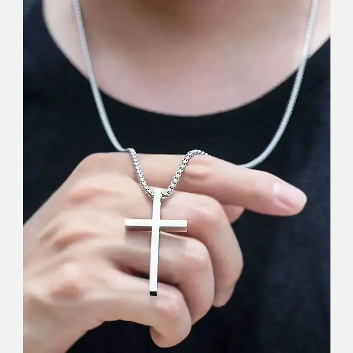 HOVANCI China Wholesale Stainless Steel Cross Necklace 316l Men Hip-Hop Cross Pendant Necklace
