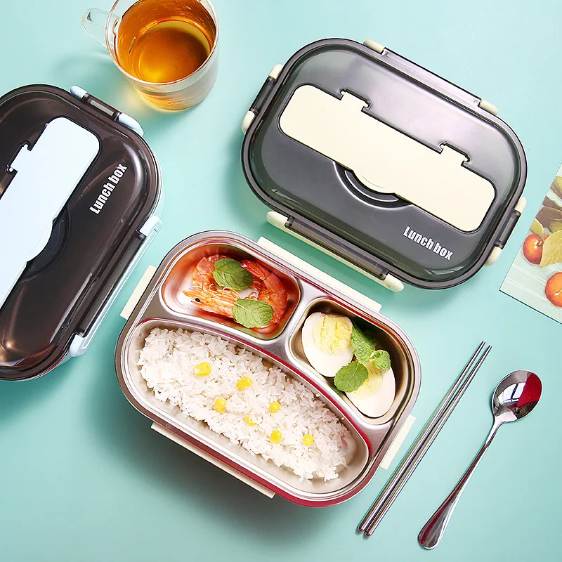 Wholesale High Quality 304 Stainless Steel Tiffin Lunch Box Leak Proof Lunch Bento Box with Cutlery for Adults & Kids