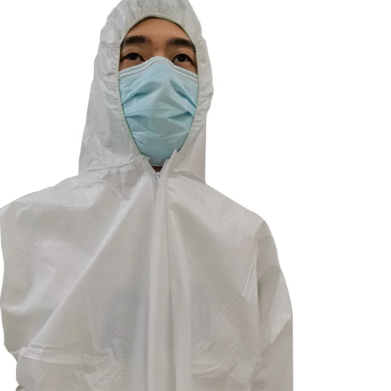 Многоразовый TYVEK 500 комбинезон с капюшоном PP PE моющийся Водонепроницаемый кровяной полноразмерный Костюм & 93/42 / EEC (MDD) EN14126