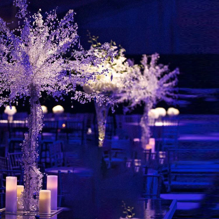 Y-Q061 Wholesale Acrylic Bead Metal Tree Healing Crystal Tree Centerpiece With Led Light For Wedding Event decoration