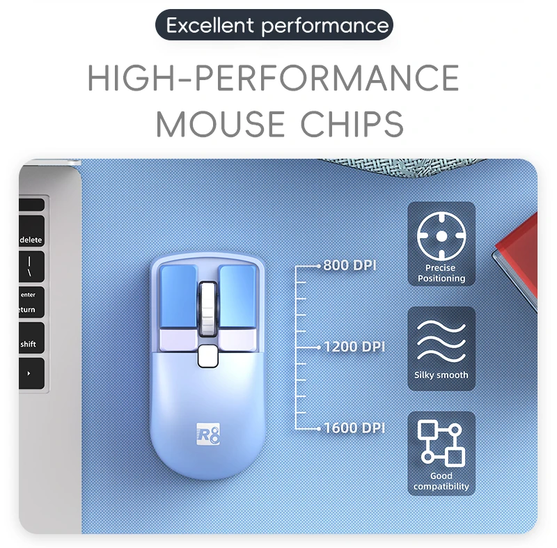 R8 6D 2.4G&BT Gaming Rechargeable Mouse Ultra Lightweight Bluetooth Mouse  For Pc home office