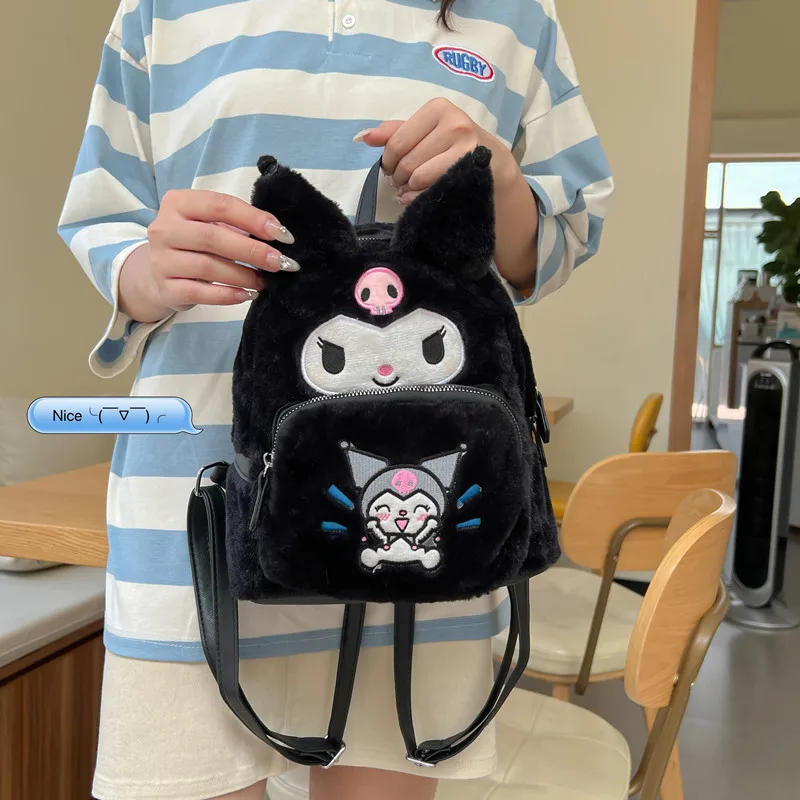 Wholesale Multi-colors Pochacoo Kuromi Kitty Stuffed Plush Bag Cinnamon Backpack My Melody Bag Stitch Plush Toy Girl Backpack
