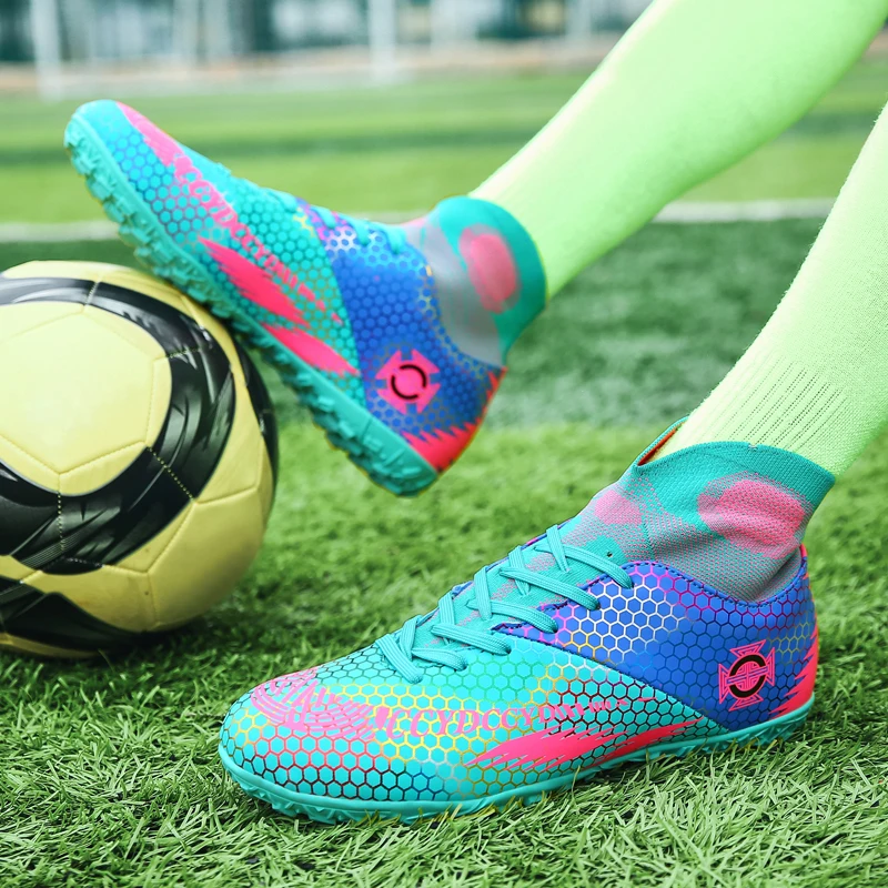 
2021 High Ankle Indoor Soccer Futsal Football Shoes For Men 