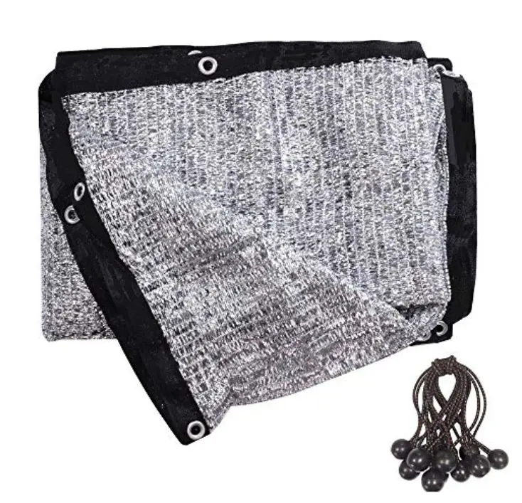 80% Reflective Silver Shade Cloth Mesh with Grommets, Sun Block Fabric Protective Covering - 10 ft x 14 ft