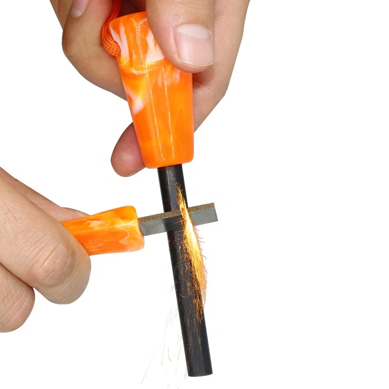 High Speed Steel Striker Survival Flint Fire Starter Blowing Pipe Gift Fire Set with Bushcraft Fire Rope Tinder