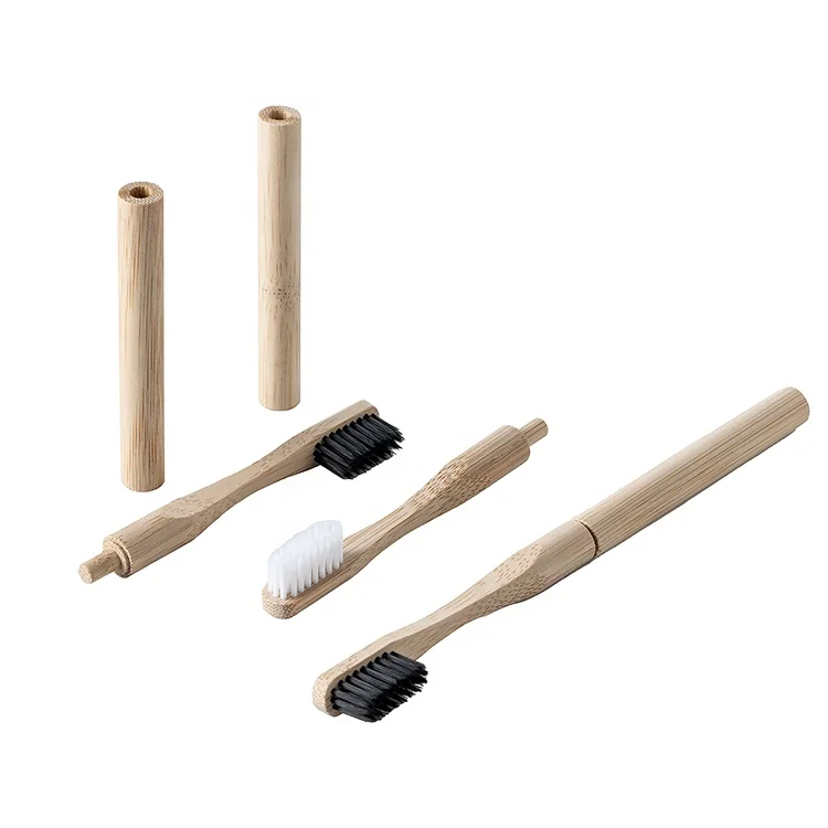 Eco-friendly Bamboo Toothbrush with Replaceable Heads for Biodegradable Soft Charcoal Bristle  remove and replaceable  Heads