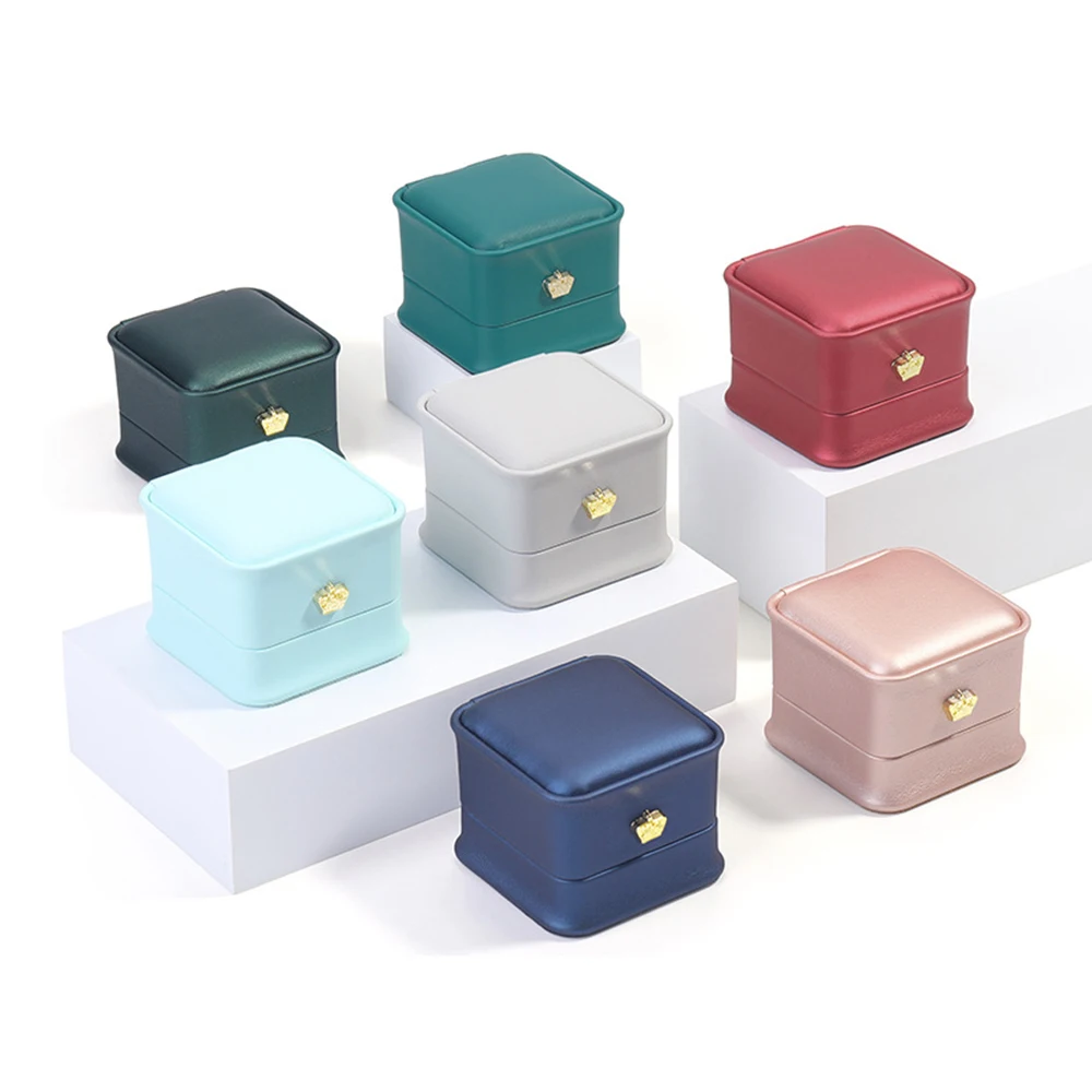 New Factory Price Luxury Wholesale White Gold Custom logo Pu Leather Necklace Earring Jewel Ring Box for Jewelry Packaging