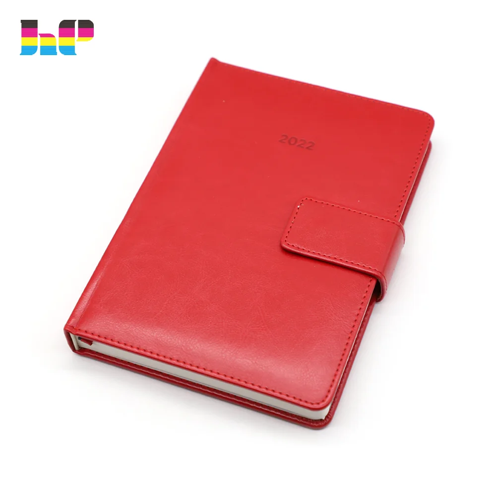 Custom 2022 Colorful Cover Special Paper Hot Stamping Foil Elastic Notebook A5 Diary Journal Notebook With Button Closure