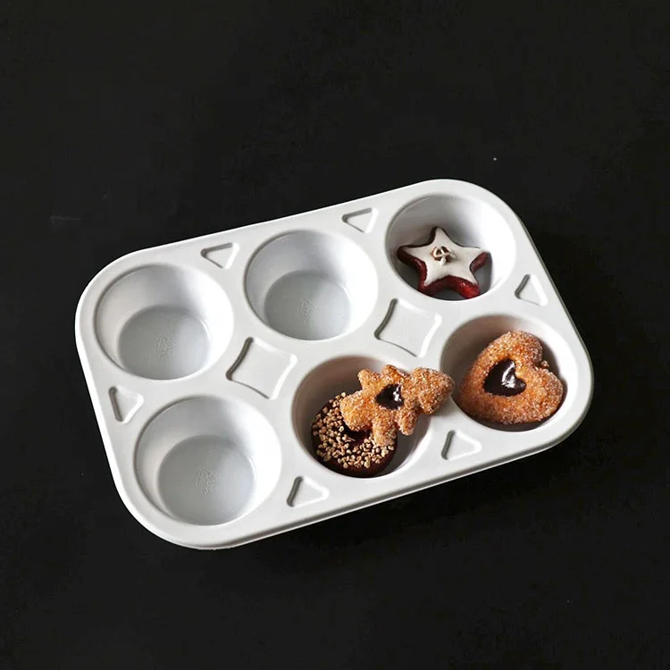6 compartment white disposable plastic blister pastry food cookie tray mochi ice cream cake packaging