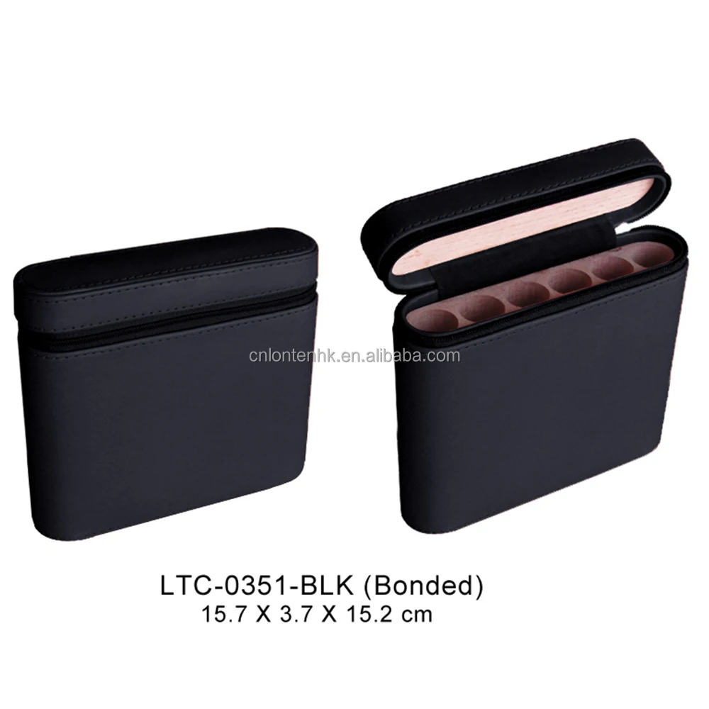Leather surface small wooden  frame cigar humidor case