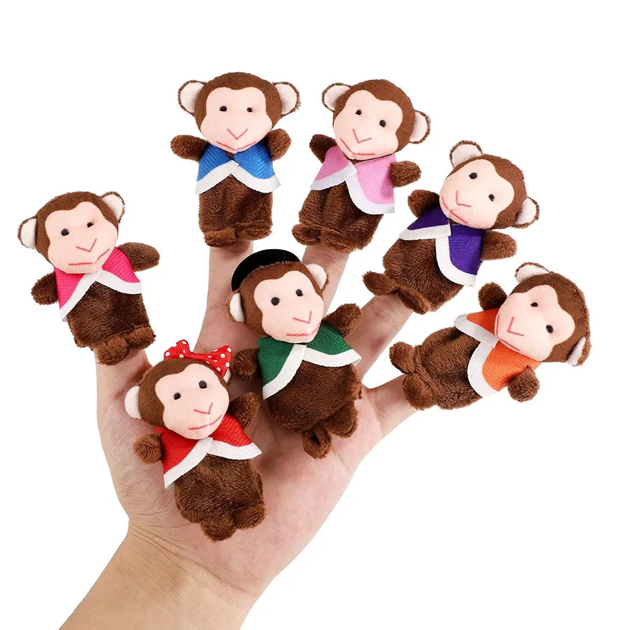 7148 Role Play Storytelling Plush Monkey Animal Finger Puppet Toys for Kids Kindergarten Education Props Finger Toys Puppet