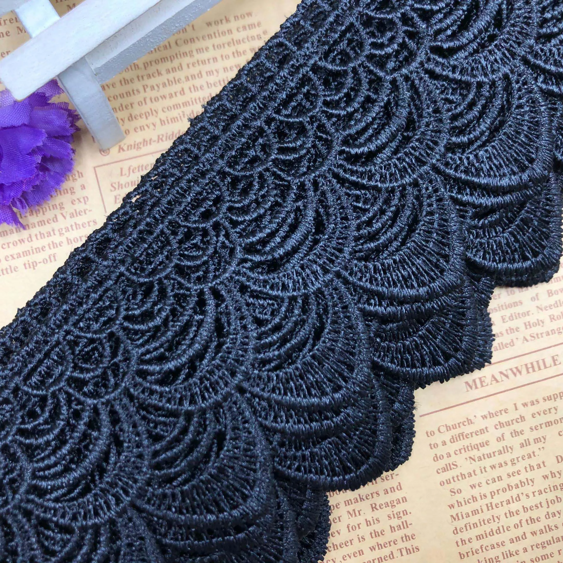 6cm wide water soluble embroidery lace fabric diy clothes upholstery home textile decorative colored french polyester lace trim