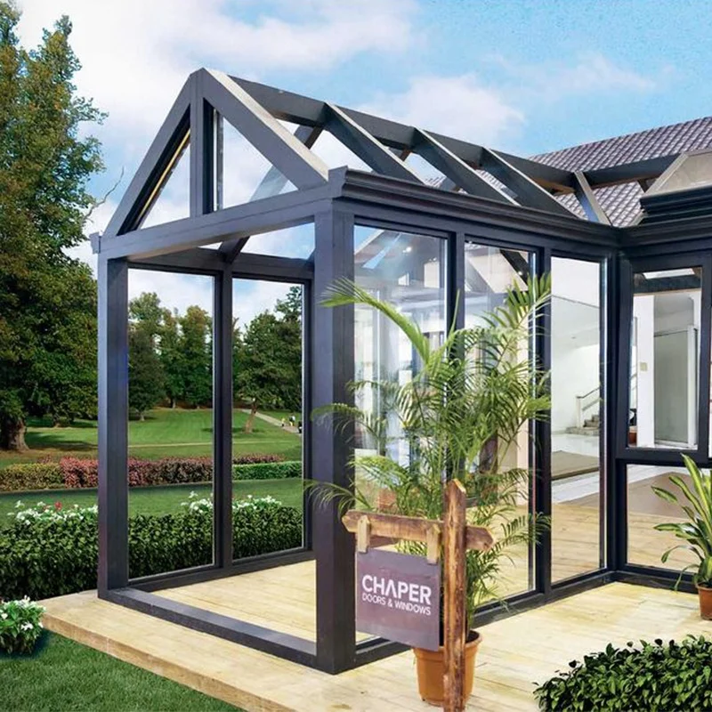 
Factory price prefabricated aluminium sunrooms all season solarium screen room curved glass sunrooms Details 