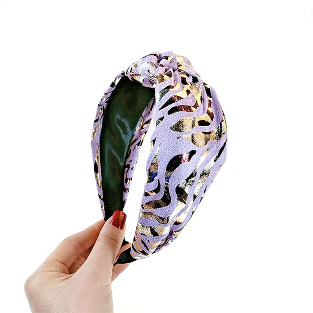New Style Suede Bronzing Striped Knotte Retro Hair Accessories Simple