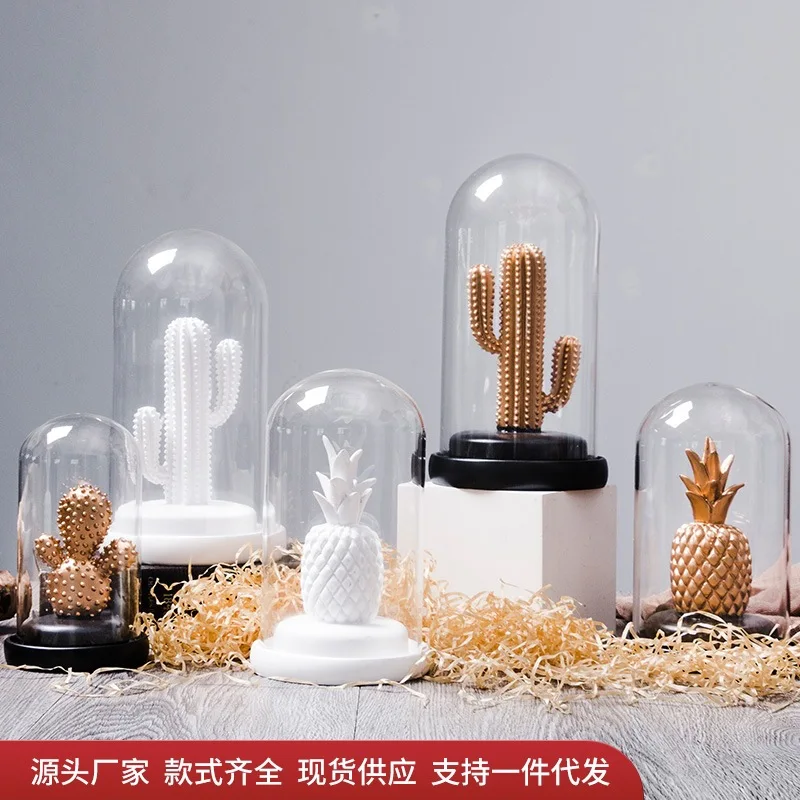 Ins White Pineapple Glass Cover Decoration Coffee Shop Desktop Simple Living Room Wine Cabinet Art Decorati