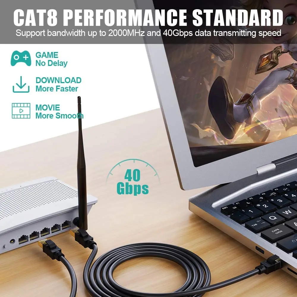 Бесплатный образец сетевого кабеля OEM Cat 8 Ethernet
