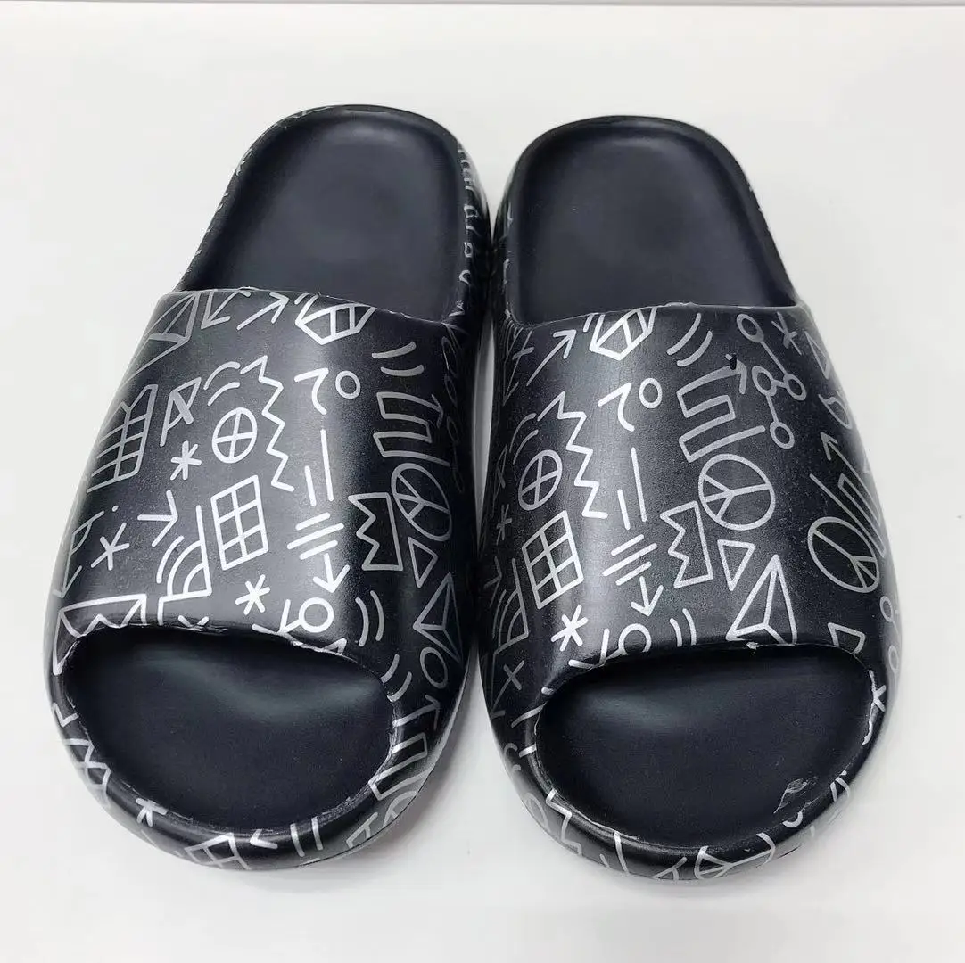  Шлепанцы yeezy пляжные унисекс мягкие сланцы из ЭВА с граффити для улицы резина летние Тапочки