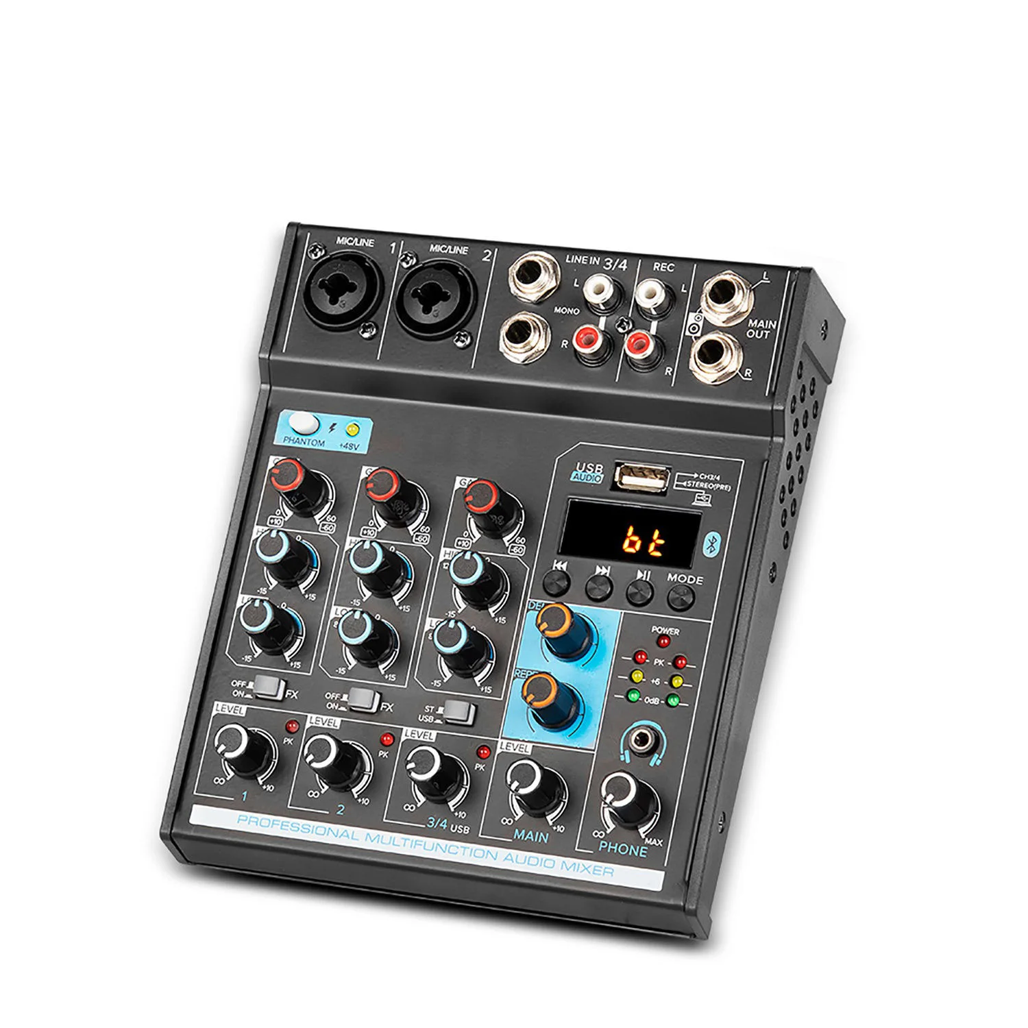 4-channel audio mixer console professionnel digital console USB MP3 Input 16-Bit DSP Stereo mini audio mixer factory price