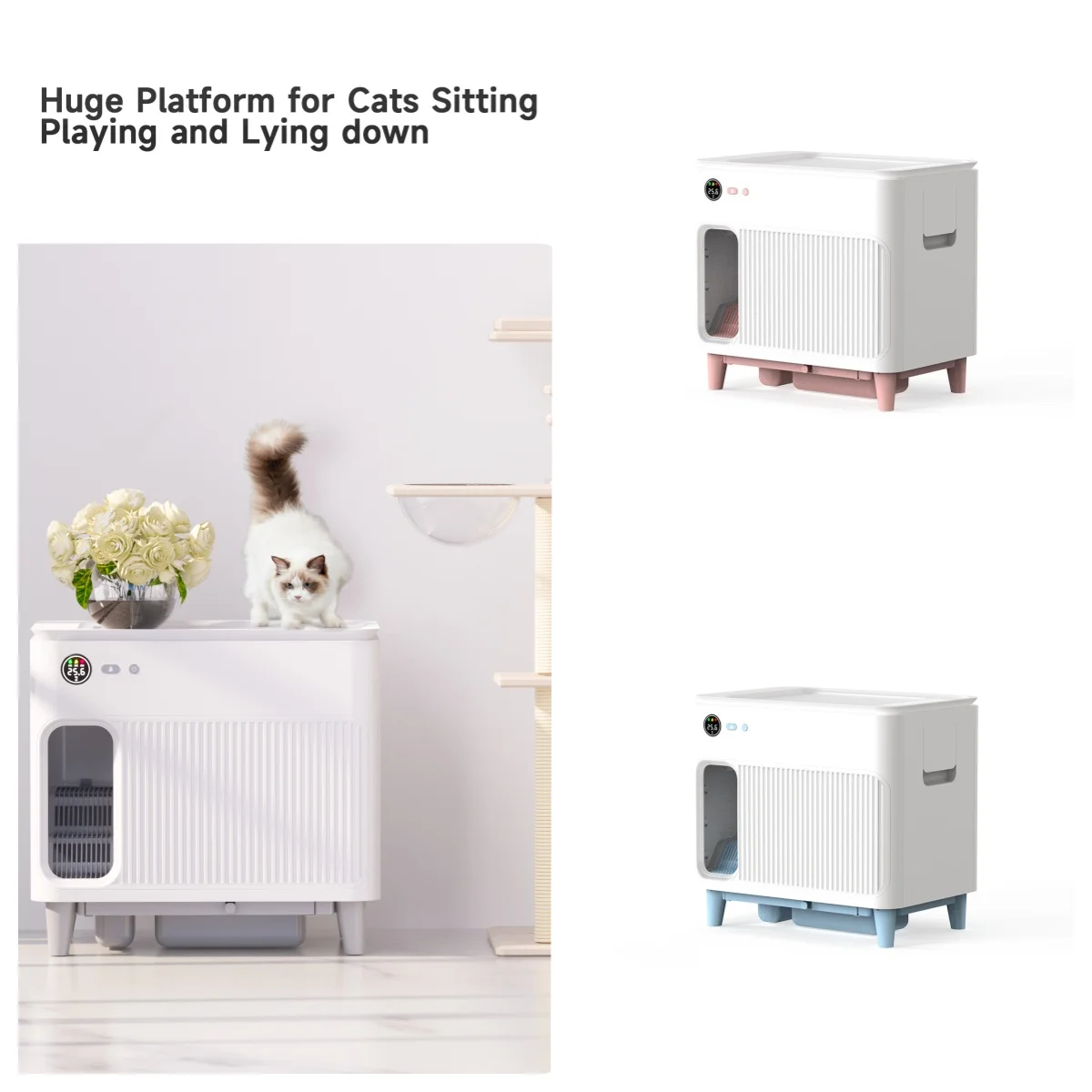 New Anti-pinch Sensor Wooden Electric Odor Monitoring Pet Toilet Smart High Side Automatic Self Cleaning Litter Box Cat