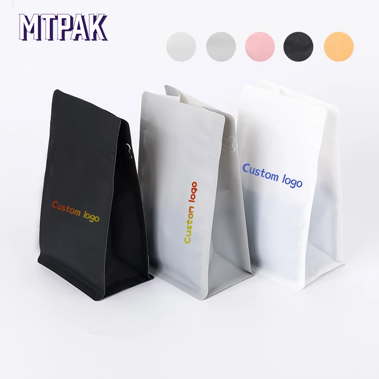 100% recyclable custom logo printed zip lock coffee bean bag with valve
