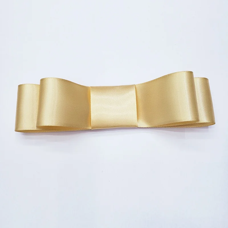 Customized Made Good Price Ribbon Print Gift Bow Tie Design Gold Satin Ribbon Bows For Gift Box