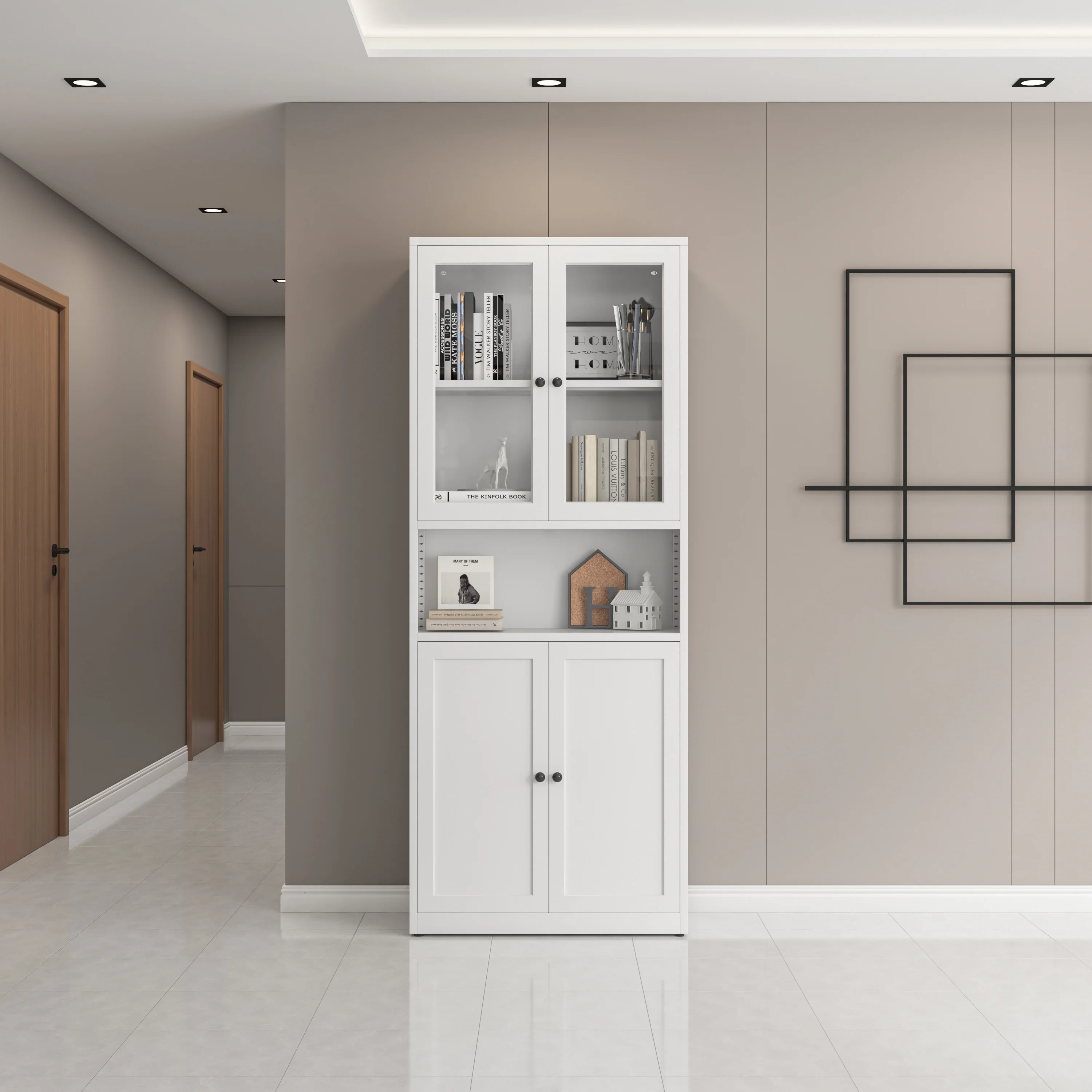 Hot Sale office unit cabinet bookcase showcase 4 door steel File Cabinet glass door  metal Filing Cabinet