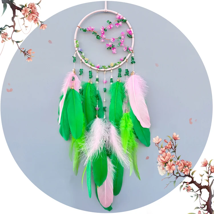 New Product Hot Sale Traditional  Feather Crystals Beaded Dream Catcher Handmade