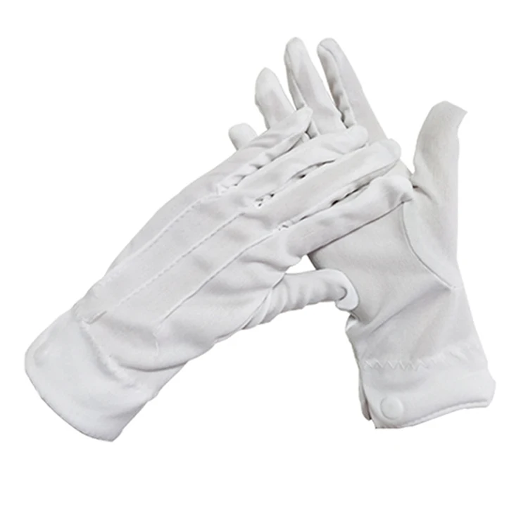 Manufacturer Custom Logo Stretch Cotton White Ceremony Army Uniform Military Band Parade Gloves