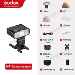 Godox MF12 MF12-K2 Macro Flash 2 Light Kit Mini Speedlite built-in Godox X System TTL Flash + Color Filter for Macro Shots