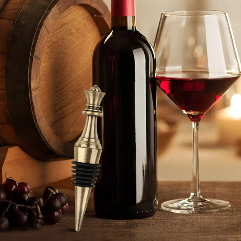 Custom Portable Wine Stopper Chess Queen Design Wine Accessories Gift Champagne Saver Stoppers Metal Zinc Alloy Wine Stopper