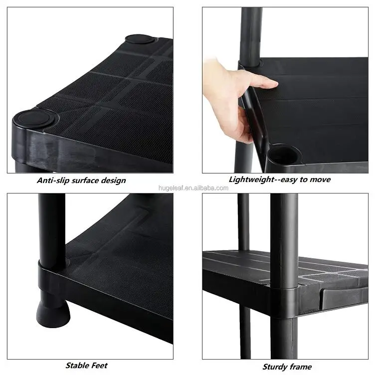 Multi-layer Boltless Medium Duty 4/5 Tier Plastic Storage Stacking Racks And Shelves For Warehouse Garage