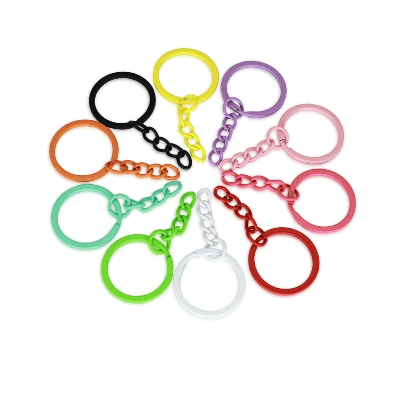 25mm/30mm Factory Wholesale Key Chain Pink Blue Green Color Baking Paint Key Link Hanging 4 Chain Links